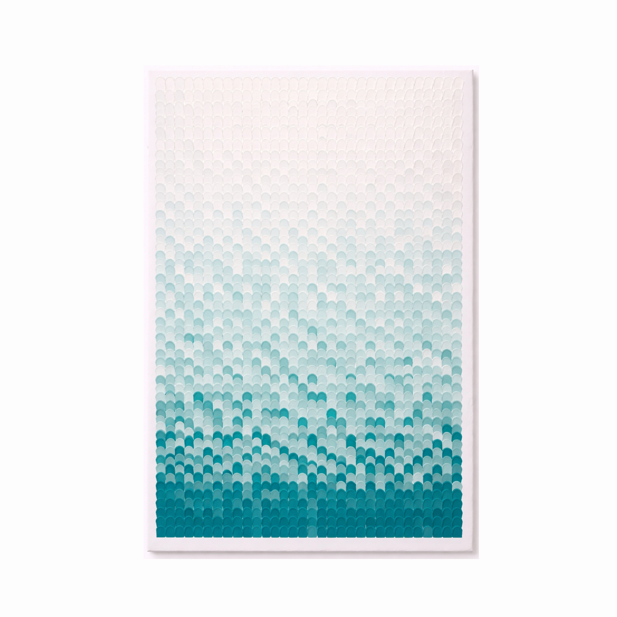 A refined abstract composition of layered teal tones forming a soft