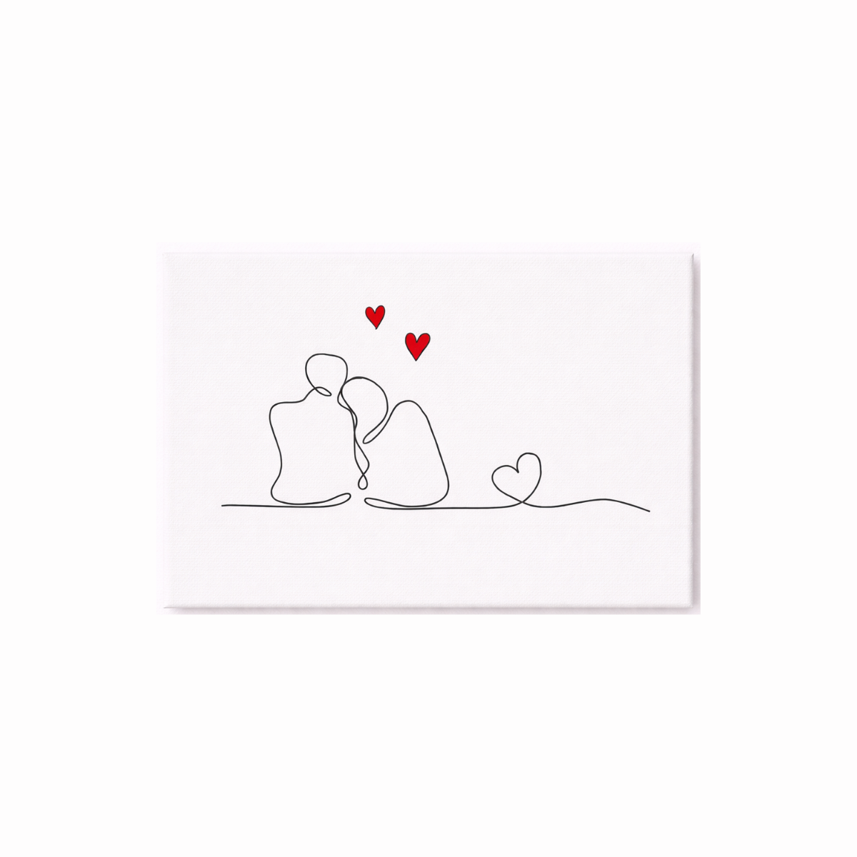 A minimalist line composition capturing an intimate moment between two figures