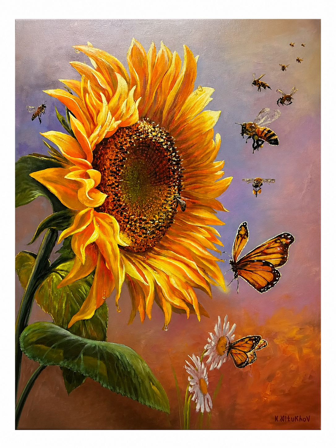 Sunflower and Monarchs