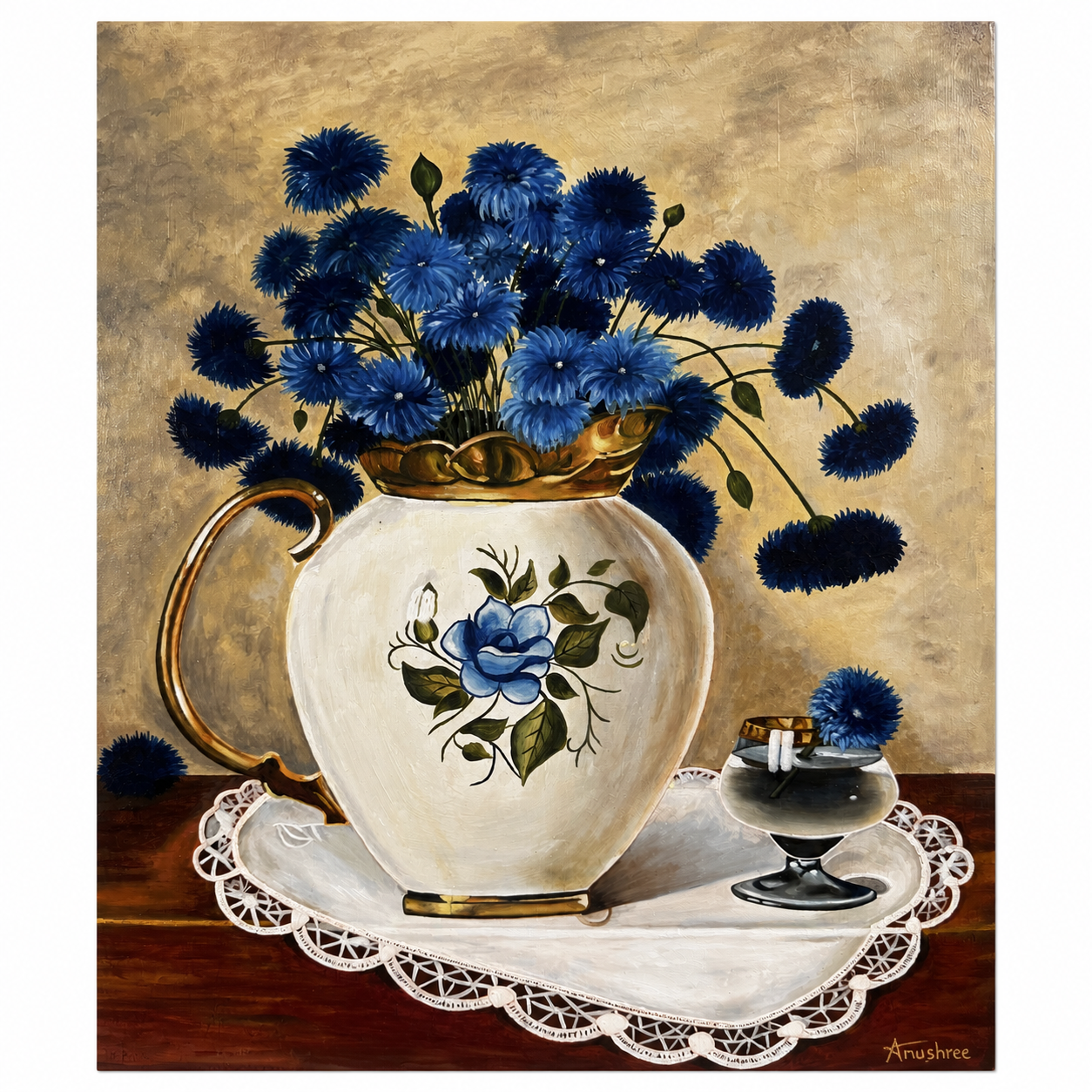 Cornflowers in Heirloom Pitcher
