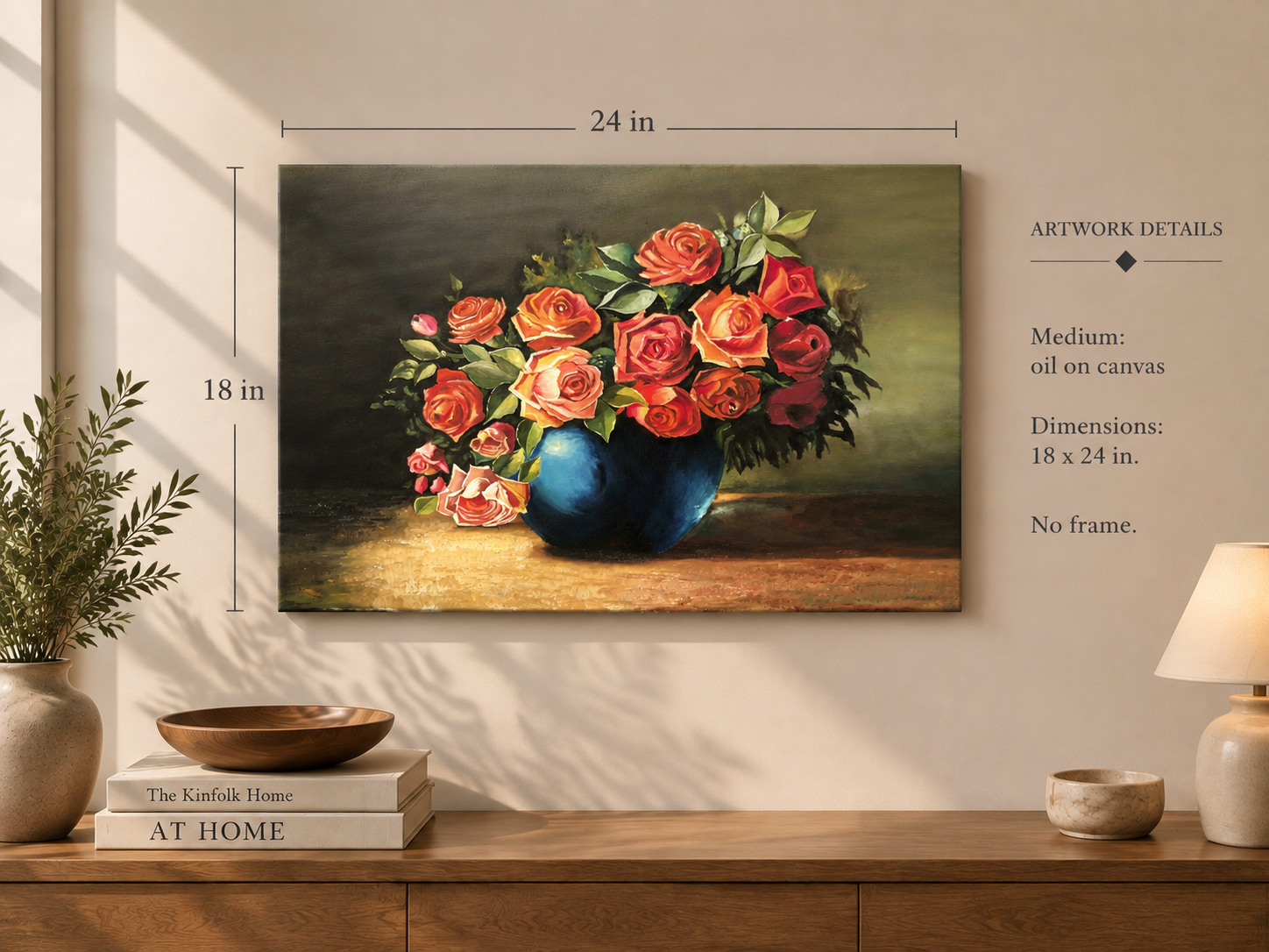 Bouquet of Garden Roses in Cobalt Bowl